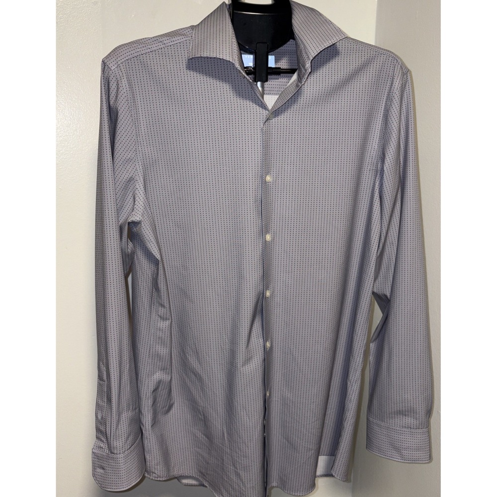Perry Ellis Mens Sz 16 34/35 Slim Fit Tech Shirt LongSleeve ButtonUp Multi color